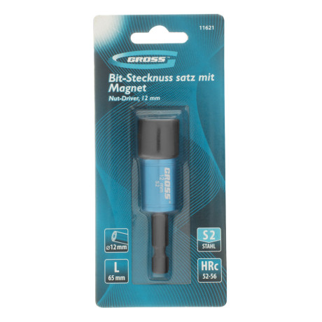 Бита с торцевой головкой, магнит. Nut-Driver, 12 мм, S2 Gross