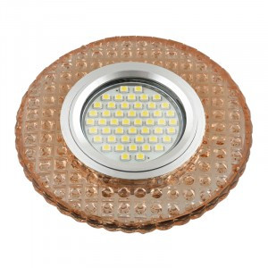 Fametto DLS-L143 GU5.3 св-к встр, Luciole стекло 95(65)x20 прозрачный/светло-коричн, подсветка LED3W