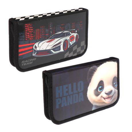 Пенал жесткий прямоуг., 19х11,5см, "Панда/Рэйсинг Тим ", 1 отд., ламинированный картон