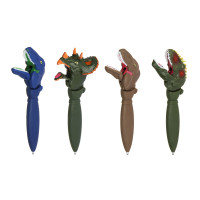 Ручка шариковая синяя в форме динозавра, подвижные челюсти и голова, пластик, 16х5,5 см, 4 дизайна