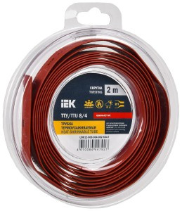 IEK термоусадка трубка ТТУ нг-LS 8/4 красная (2м/упак, цена за уп) ТУТ UDR12-008-004-002-K04-T