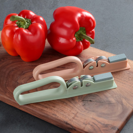 Ножеточка на блистере 19,5х4,5х3см, полипропилен, нерж. сталь, точильный камень