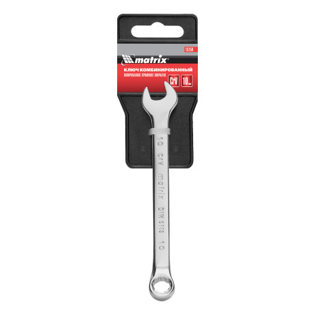 Ключ комбинированный, 10 мм, CrV, полированный хром Matrix