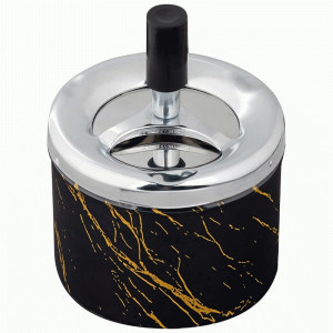 Пепельница бездымная Domestico 9*12см, металл, пластмасса, чёрный мрамор 108343 Без ТМ