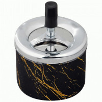 Пепельница бездымная Domestico 9*12см, металл, пластмасса, чёрный мрамор 108343 Без ТМ
