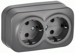 IEK GLORY роз. ОУ 2 мест. 16А (земля) РС22-3-ХСм сталь мат. ERH21-K46M-16