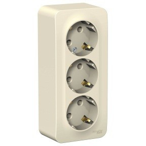 Systeme Electric BLANCA роз. ОУ 3 мест. 16А молоч. (пл.осн., земля, изол.пл.) BLNRA010312 (5!)