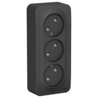 Systeme Electric BLANCA роз. ОУ 3 мест. 16А антрацит (пл.осн., штор., изол.пл.) BLNRA001316 (3!)