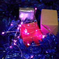 Feron Гирлянда-нить 20LED Роса синий, батарейки 2xАА, 2м+0.5м, IP20 CL570 48602