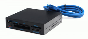 Картридер внутренний USB3.0 3.5" Gembird 6в1: SD/SDHC, T-Flash, XD, MS, CF, USB3.0, черный