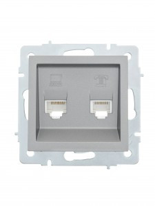 Lezard VESNA мех. роз. комп/телеф СУ 1 мест. платина (RJ45+RJ11) (корп. ABS)  742-3588-143