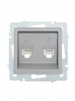 Lezard VESNA мех. роз. комп/телеф СУ 1 мест. платина (RJ45+RJ11) (корп. ABS)  742-3588-143