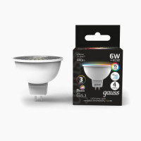 Gauss MR16 GU5.3 упр. димм. 6W(440lm) RGBW 50x50 матов., пластик (б/пульта 768869) Smart 101105406