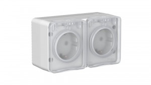 Systeme Electric AtlasDesign Profi54 роз. ОУ 2 мест (земля, штор) 16А серый (IP54) ATN543026 (6!)