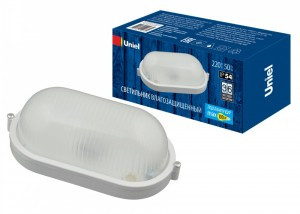 Uniel банник св-к влагозащит. IP54 100W E27 овал белый, алюм/стекло UWL-O01 100W/E27 IP54 WHITE