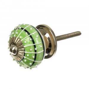 Ручка керамич для мебели Ливанский узор ручн росп зел/бел (в кор 6 шт, цена за шт)