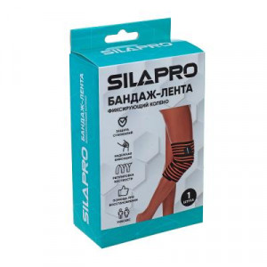 SILAPRO Бандаж-лента фиксирующий колено, 182x8см, 68% нейлон, 25% латекс, 7% полиэстер