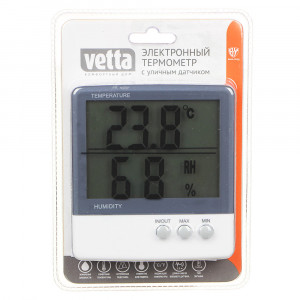VETTA Термометр электронный 2 режима, с уличным датчиком, пластик, 10,8x10см, HTC-3