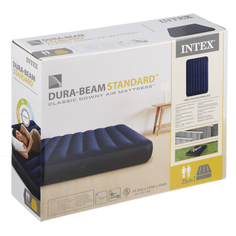 INTEX Матрас надувной CLASSIC DOWNY, 191x137x25см, до 272кг, 64758