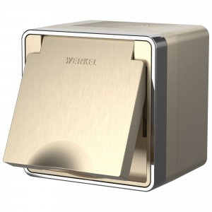 Werkel роз. ОУ 1 мест. 16A земля шторки крыш IP44 Gallant (шампан рифл.) W5071210/WL15-02-04 a051048