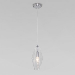 Eurosvet св-к подвесной  E14 1x60 Вт 130х130х1200 металл прозрачный/хром Prism 50236/1 a058956