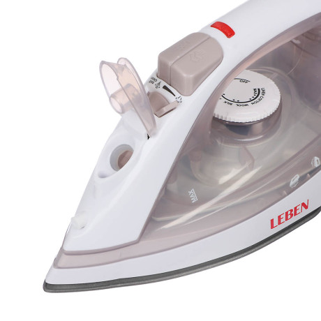 LEBEN Утюг с отпаривателем 1600 Вт, подошва - тефлон, бежевый