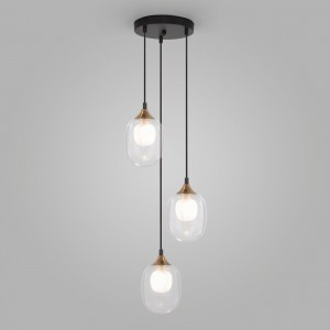 Eurosvet св-к подвес. 3x25W 330х330х1160 мет прозр./черный/латунь Spritz 70216/3 a064747