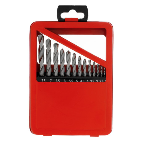 Набор сверл по металлу, 2-8 мм (через 0.5 мм) HSS 13 шт, металлическая коробка, цилиндрический хвостовик Matrix