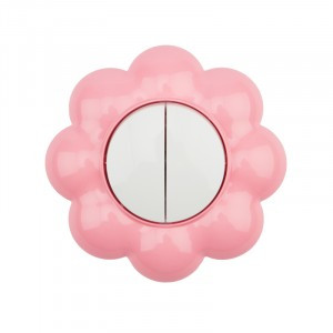 KRANZ HAPPY выкл. 2 кл., СУ Цветок, 10 А, белый/розовый KR-78-0624