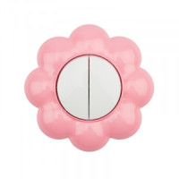 KRANZ HAPPY выкл. 2 кл., СУ Цветок, 10 А, белый/розовый KR-78-0624