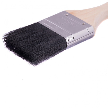 Кисть плоская, натуральная черная щетина, деревянная ручка 2" MTX