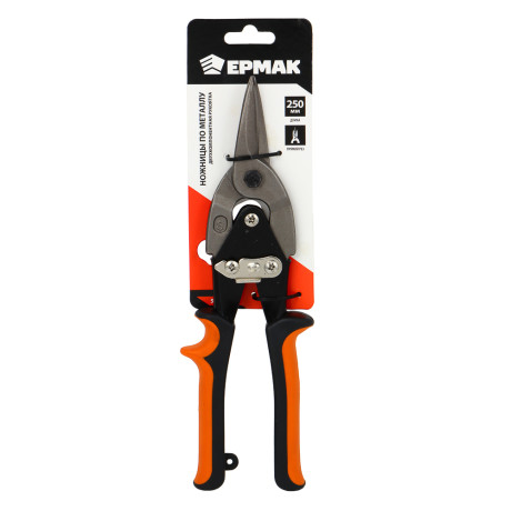 ЕРМАК Ножницы по металлу 250 мм, двухкомпонентная рукоятка, прямой