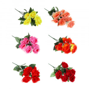 LADECOR Букет искусственных цветов в виде раскрытых роз с гипсофилами, 6 цветов