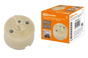 TDM Болонь Выключатель фарфоровый поворотный с ручкой (бантик) 10А сл. Кость SQ1820-0310