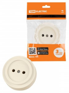 TDM Ретро роз. ОУ 1 мест. 10А пластик, сл.кость (20!) SQ1806-0526