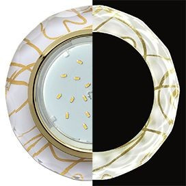 Ecola GX53 H4 LD5313 св-к Стекло Круг с вогн.гран.подсв. 4K Золото-Зол на бел 38x126 SG53RCECH (10!)