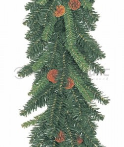 Еловый шлейф 2,7 м  с шишками, объем 41 см 307-221 Neon Night