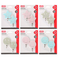 VETTA Набор крючков самоклеящихся, 2шт, акрил, металл, &quot;Настроение&quot;, 2 диз, 3 цвета