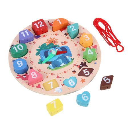 ИГРОЛЕНД Часики-сортер развивающие для малышей, 18,5х2,5х18,5см, дерево