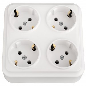 Bylectrica Вариант роз. 16А 4 мест. ОУ (земля) квадратная (корп. ABS) белый РА16-0192