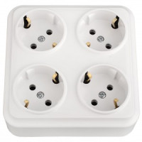 Bylectrica Вариант роз. 16А 4 мест. ОУ (земля) квадратная (корп. ABS) белый РА16-0192
