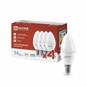 ASD/InHome лампа св/д VC свеча E14 14W(1330lm) 6500К 6K 105x38 матовая (4шт/уп, цена за уп) 2335