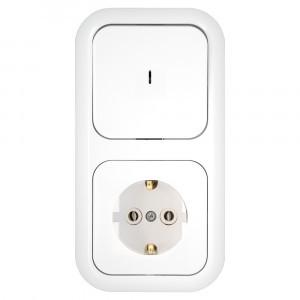 Bylectrica Гармония блок (роз. 16А + 1 кл. выкл. 10А) СУ бел. (инд., земля) В-РЦ-673