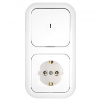 Bylectrica Гармония блок (роз. 16А + 1 кл. выкл. 10А) СУ бел. (инд., земля) В-РЦ-673