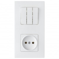 Bylectrica Мастер блок (роз. 16А + 3 кл. выкл. 10А) СУ, белый (корп. ABS) 3В-РЦ-7031