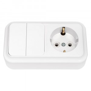 Bylectrica Пралеска блок (роз. 16А + 2 кл. выкл. 10А) ОУ бел. (земля) 2В-РЦ-529