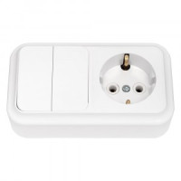 Bylectrica Пралеска блок (роз. 16А + 2 кл. выкл. 10А) ОУ бел. (земля) 2В-РЦ-529