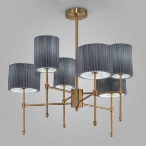 EUROSVET Люстра 6x40W E14 740x740x640 мет.латунь/ ткань серый 60162/6 Умный дом Notturno a065665