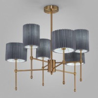 EUROSVET Люстра 6x40W E14 740x740x640 мет.латунь/ ткань серый 60162/6 Умный дом Notturno a065665