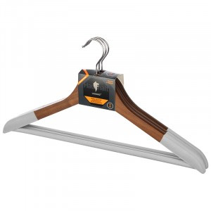 Вешалка-плечики 44,5см, дерево флокированное, 3шт/уп, темно-коричн 107909 Leonord